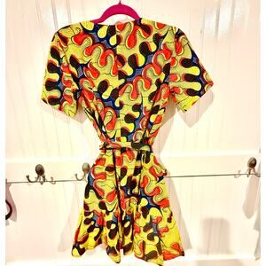 Kawesii African Print Wrap Dress Size Small